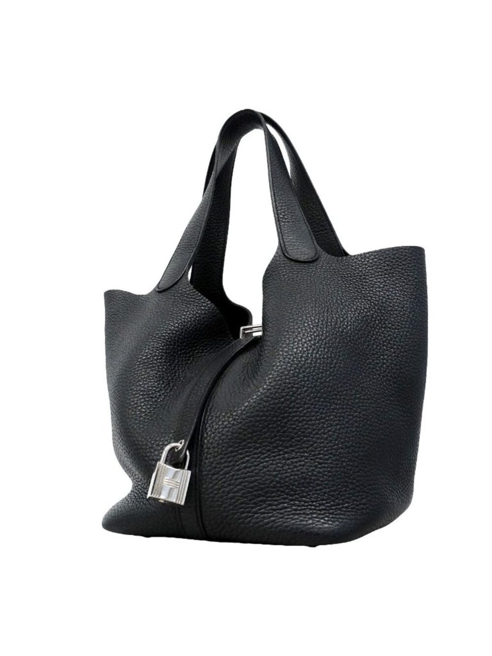 Hermes Handbag Picotin Lock MM Taurillon Clemence Black Silver